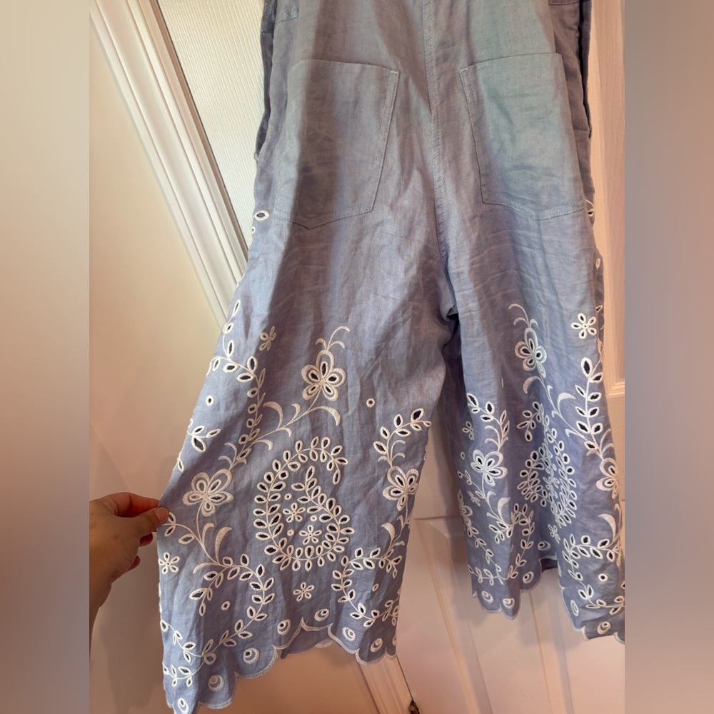 ZIMMERMANN Clover Cropped Broderie Anglaise Linen Jumpsuit size 0P - Picture 10 of 12